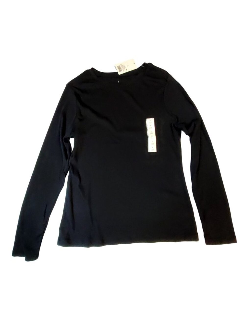 A New Day Womens Black Long-Sleeve Crewneck Shirt  L Cotton Blend Long sleeves